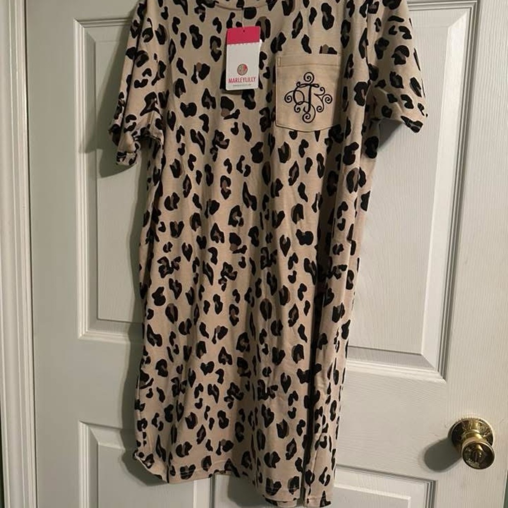 Leopard Print T-Shirt Dress. Monogrammed